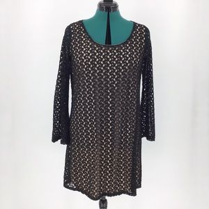 Design Lab Boho Crochet Dress with Bell Sleeves, M